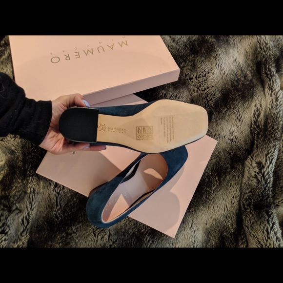 Maumero New York Hayley Dark Blue Suede Heels - Picture 7 of 8